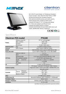 Clientron POS PT6100 Datasheet - Clientron.cz All-in