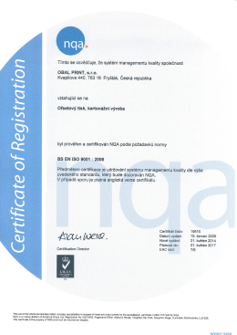Certifikát ISO cz - OBAL PRINT, s. r. o.