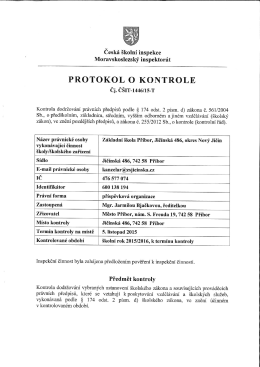 PROTOKOL O KONTROLE - ZŠ Příbor, Jičínská 486