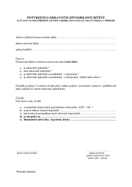 Potvrzení o zdravotní způsobilosti 2015