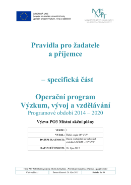 Pravidla pro žadatele a příjemce – specifická část Operační program