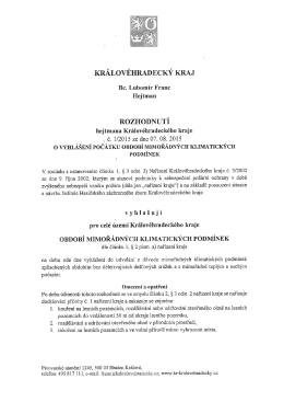 Vyhlášení období mimořádných klimatických podmínek
