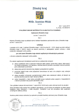 Vyhlášení období nepříznivých klimatických podmínek