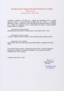 OPAKOVANÉ VOLBY DO ZASTUPITELSTVA OBCE