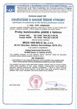 &reg; TECHNICK&Yacute;A ZKU&Scaron;EBN&Iacute; &Uacute;STAV STAVEBN&Iacute; PRAHA, s.p.\j