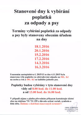 Stanoven&eacute; dny k vyb&iacute;r&aacute;n&iacute;