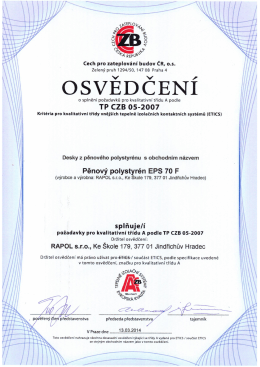 Osvědčení třída A - 70 F