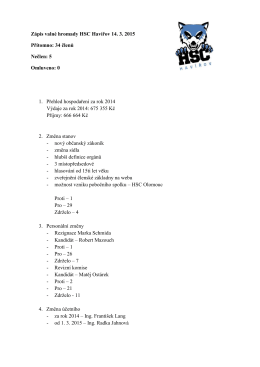 Zápis valné hromady HSC Havířov 14. 3. 2015 Přítomno: 34 členů