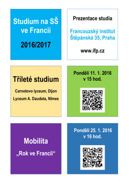Studium ve Francii 2016-17 Prezentace IFP