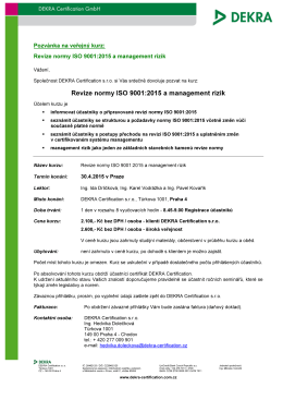 Revize normy ISO 9001:2015 a management rizik