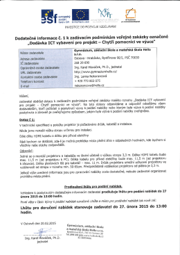 Dodatečné informace k zadávacím podmínkám