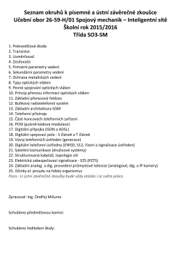 Seznam okruhů k písemné a ústní závěrečné zkoušce Učební obor