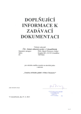 Doplňující informace k zadávací dokumentaci