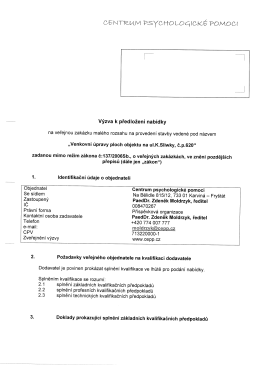 Výzva k předložení nabídky - Centrum psychologické pomoci