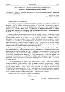 Pozvání biskupů ČR na Národní eucharistický kongres a výzva k