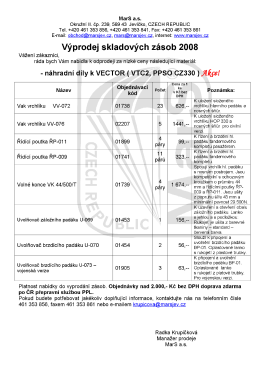 Výprodej skladových zásob 2008