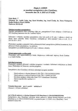 Zápis č. 4/2015 ze zasedání zastupitelstva obce Chotýčany,