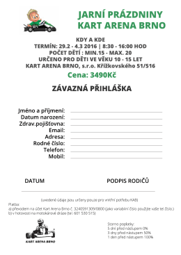 ARN&Iacute; PR&Aacute;ZDNINY - Kart Arena BRNO
