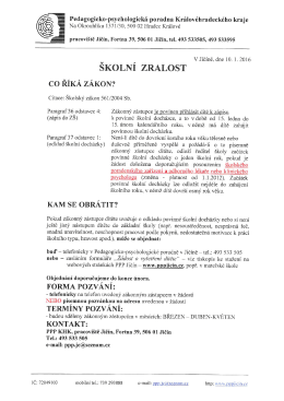 Školský zákon 561/2004 Sb. školní zralost