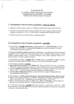 ze 4. řádného zasedání Zastupitelstva obce Prosenice,