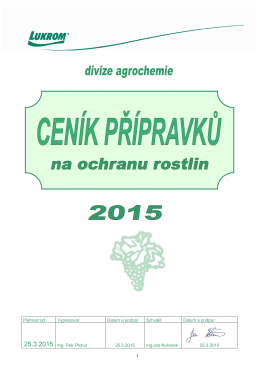 Ceník přípravků na ochranu rostlin 2015