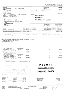 FAKTU RA DAŇOV&Yacute; DOKLAD - Tachovsk&aacute; 85, 87 v Plzni