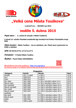 Velka cena Mesta Touskova propozice 2015