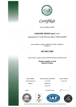 ISO 9001 :2008 - FORCORP GROUP spol. s ro
