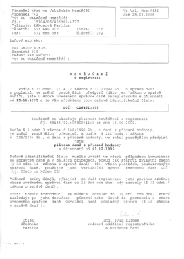 daňov&aacute; registrace