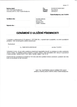 Správce daně: ČJ.: DVI0361001 0000120610