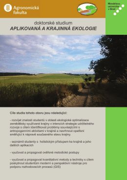 APLIKOVANÁ A KRAJINNÁ EKOLOGIE
