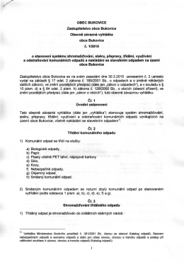 Obecně z&aacute;vazn&aacute; vyhl&aacute;&scaron;ka č. 1/2015 o stanoven&iacute;