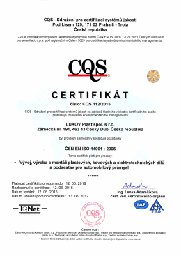 Certifikát ISO 14001