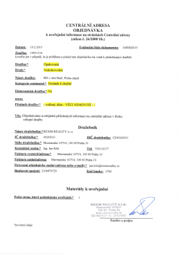 CENTRÁLNÍ ADRESA OBJEDNÁVKA