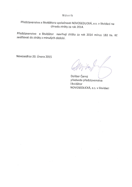 &uacute;hradu ztr&aacute;ty za rok 2014.
