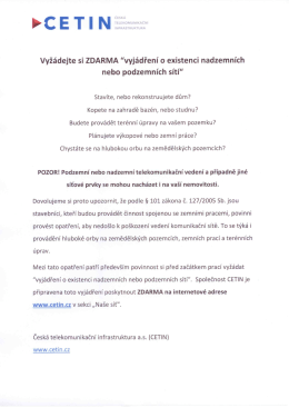 Vyžádejte si zdarma vyjádření o existenci nadzemních nebo