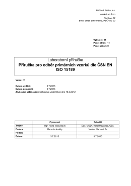 Příručka pro odběr primárních vzorků dle ČSN EN ISO 15189