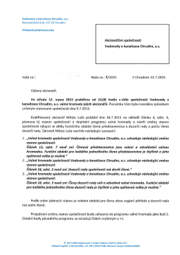 Akcionarum společnosti - Vodovody a kanalizace Chrudim, as