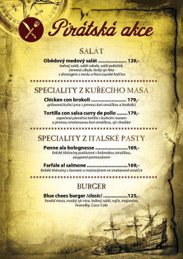 Akční nabídka restaurace U Piráta