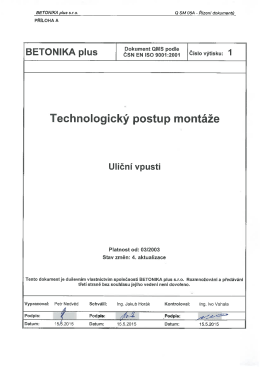Technologick&yacute; postup mont&aacute;že