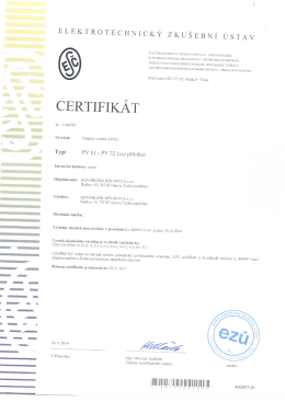 Certifik&aacute;t - podpěry nerez