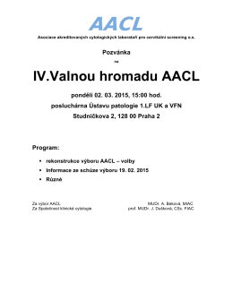Pozvánka na IV. valnou hromadu AACL