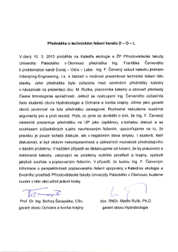 Stanovisko k přednášce Ing. Červeného o kanálu D-O-L