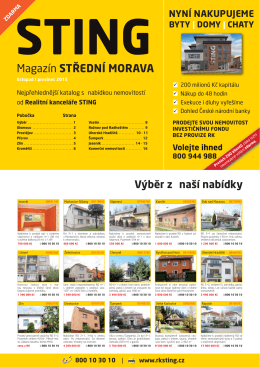 Magazín STŘEDNÍ MORAVA - Realitní kancelář STING