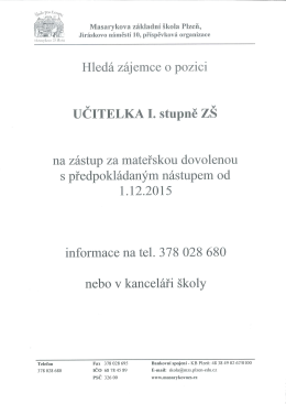UČITELKA I. stupně ZŠ
