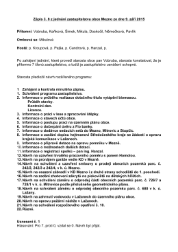 Zápis a usnesení ze zasedání OZ č. 08 ze dne 9. září 2015