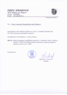 Výpis z usnesení zastupitelstva - záměr pronajmout