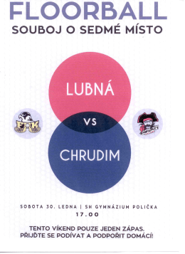 Florbalov&eacute; utk&aacute;n&iacute; o sedm&eacute; m&iacute;sto - sobota 30.1.2016 od 17.00 hodin