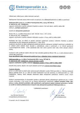Elektroporcelán a.s. oznámení fúze