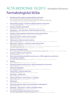 ACTA MEDICINAE 10/2015 Kompletní literatura Farmakologická léčba